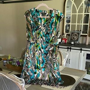 Glamour Blue and Black Pleated Midi Sundress